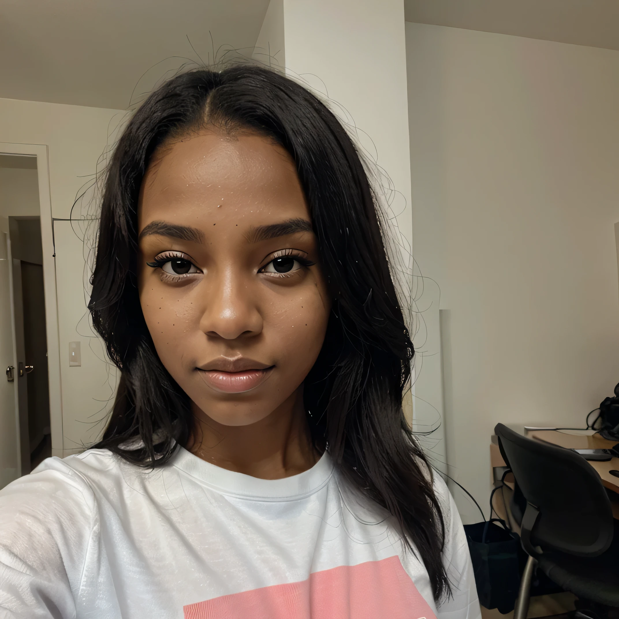 a selfie of a pretty black young woman, taken with iphone camera