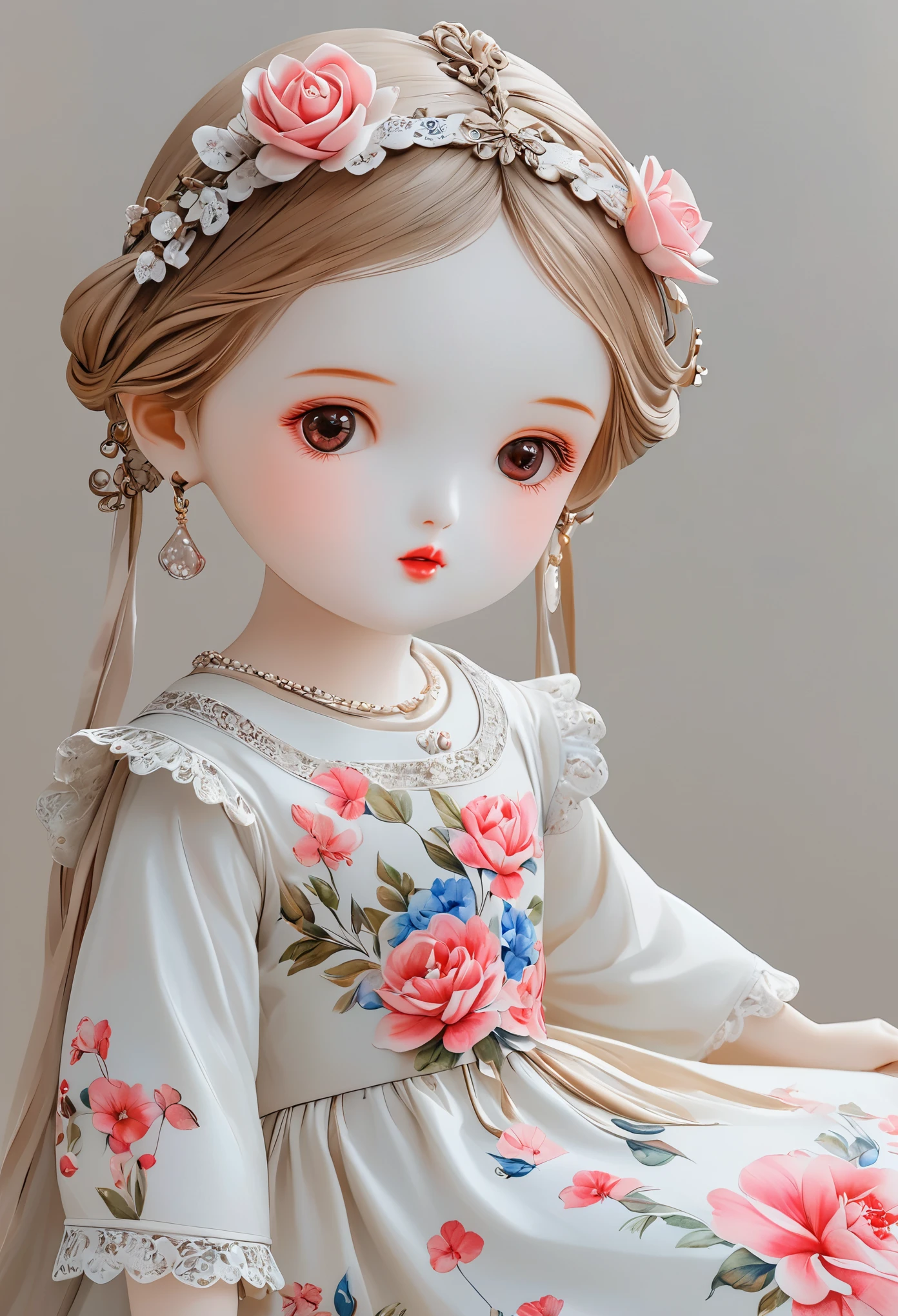 (masterpiece, best quality:1.2) ，Artistic statues，3D Sculpture，Ceramic dolls，Watercolor pattern， whole body（8k）