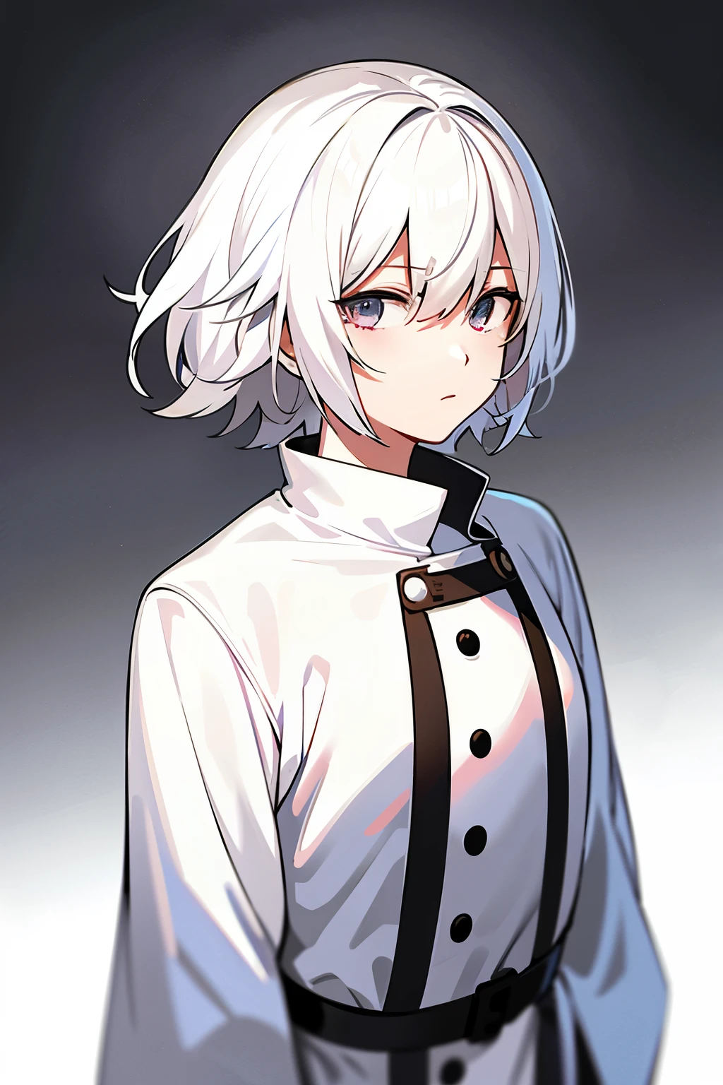 anime,White Hair,Solid white background,One Man,front