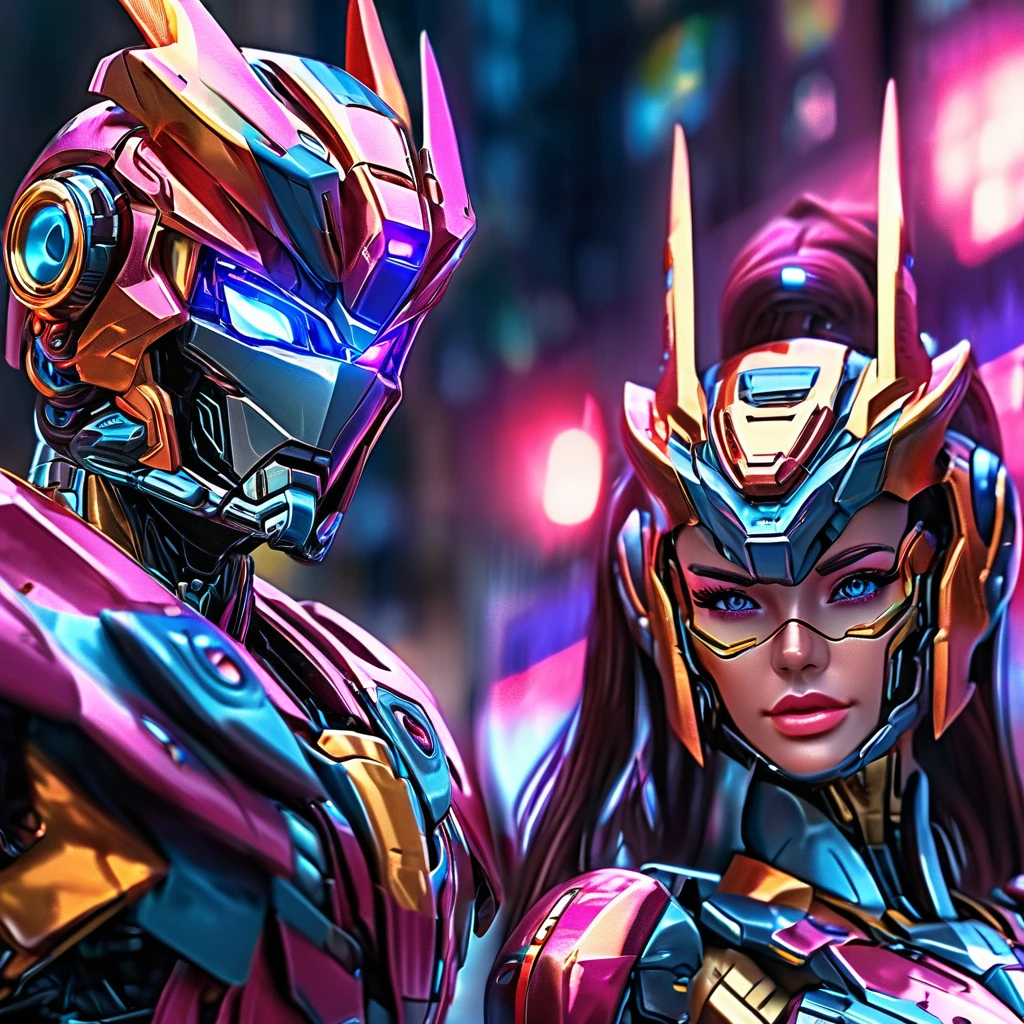 Very bestbest quality,ultra-detailed,medium:cybertron male and female bots,shades and metallic colors realistic,silver metallic texture,glowing colored eyeseyes,sharp focus,mechanical design,reflection in their armor,complex circuitry patterns, very highly detailed facial features and bofy features designs,shining metal surfaces,high-res,sci-fi,neon lights,action pose,hovering in the air,cityscape background,vivid colors,shadows and highlights,professional,bokeh beutiful lovely work detailed Cybertron bot kinda metallic features detailed definedfeatures HD 4k look High res high sheen on Cybertron including love and romance young new looking including male with female bot lover full body pics 4k in all images