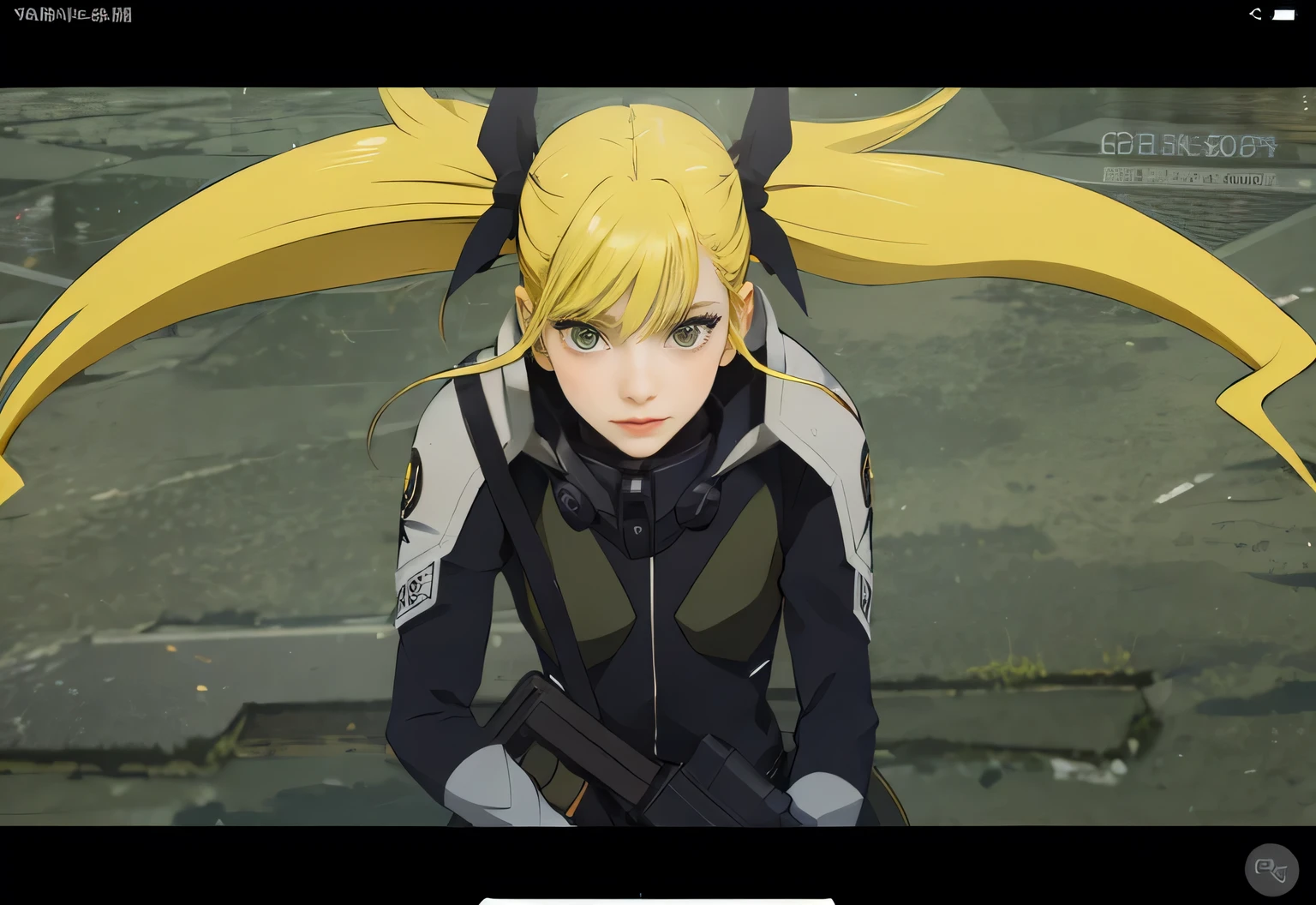 1girl, long midnight yellow hair, golden light eyes, white school modern uniform, anime