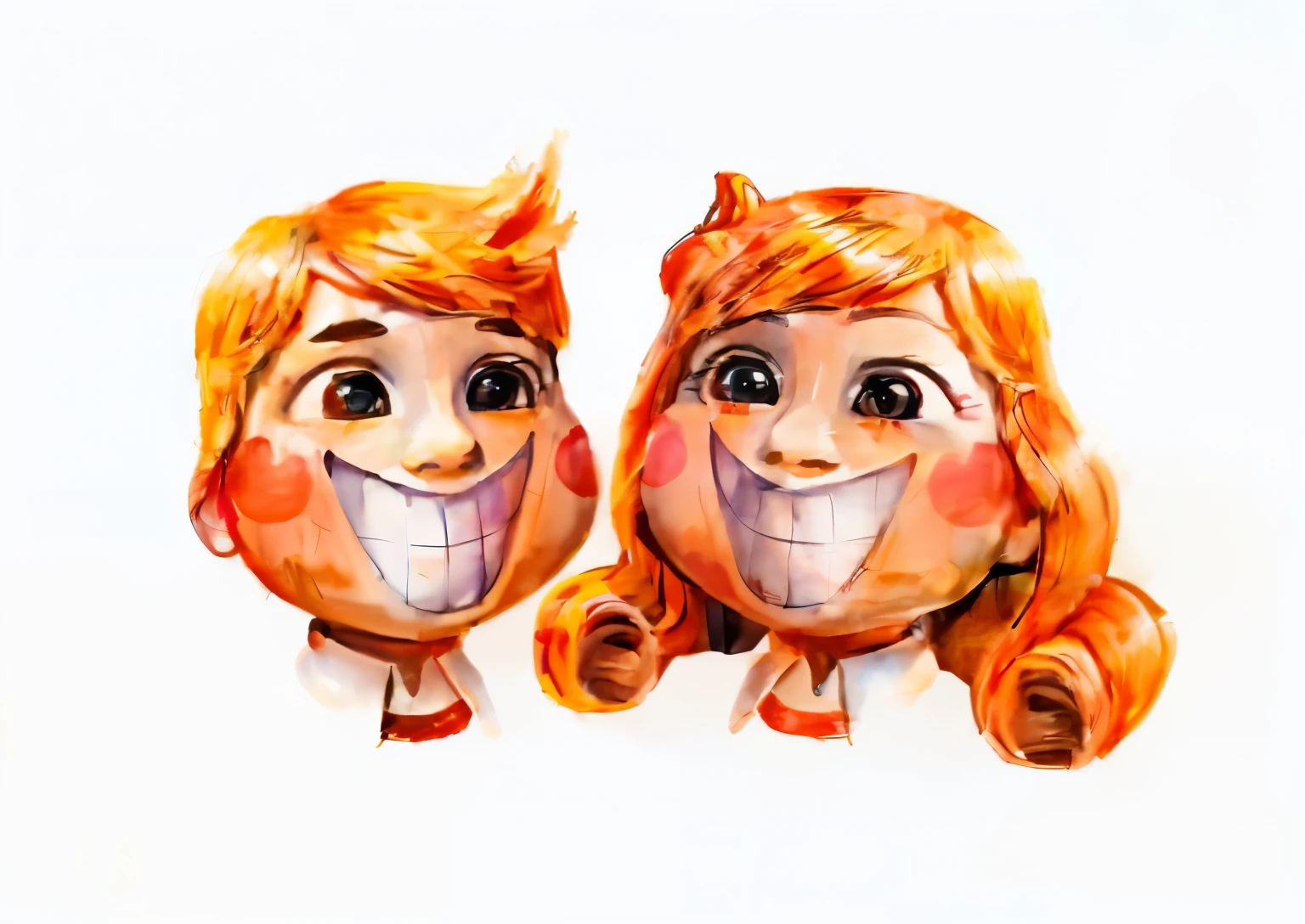 4k, boy and girl , children's pancil drawing