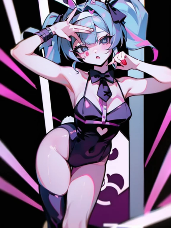 Hatsune Miku poses at a club,bunny girl
