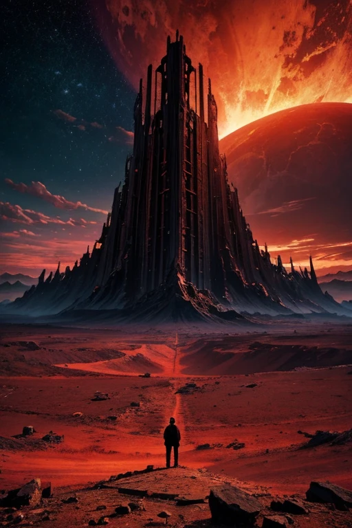 highest quality、Desolate Earth、wreckage、Red Sky、Surrealism