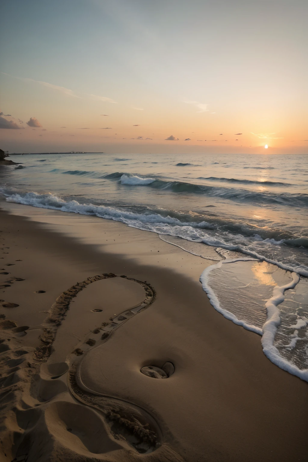 Wunderscner strand mit sonnenuntergang, sandtrand,beautiful turquoise sea