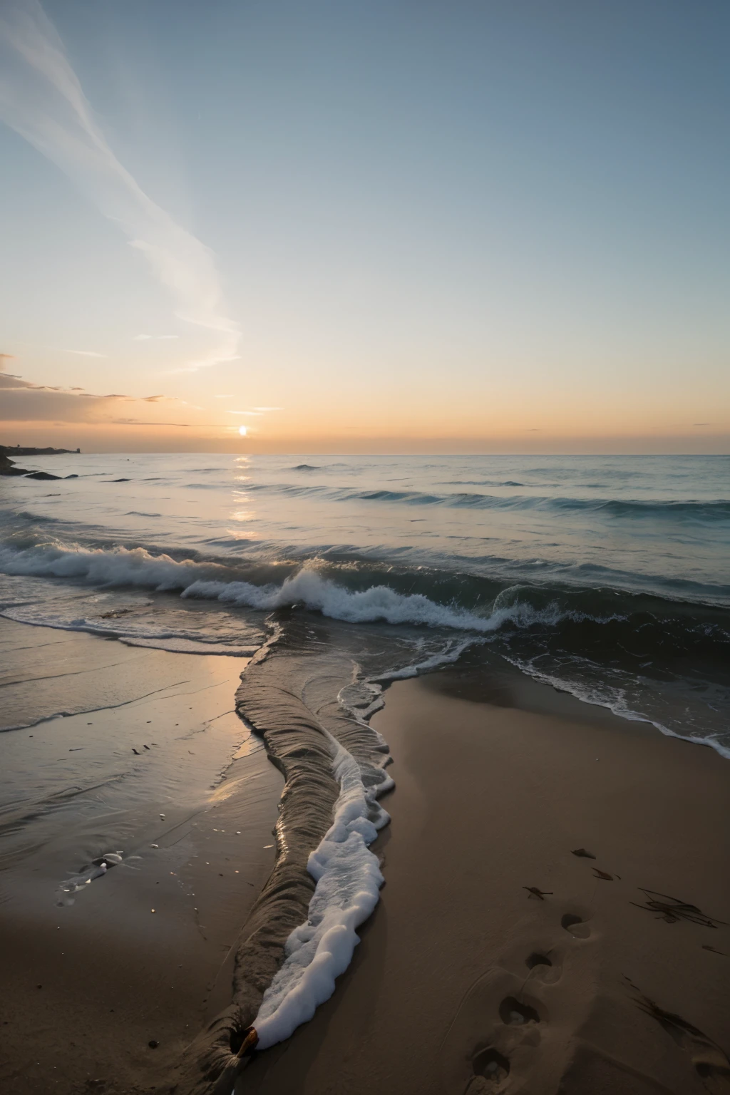 Wunderscner strand mit sonnenuntergang, sandtrand,beautiful turquoise sea