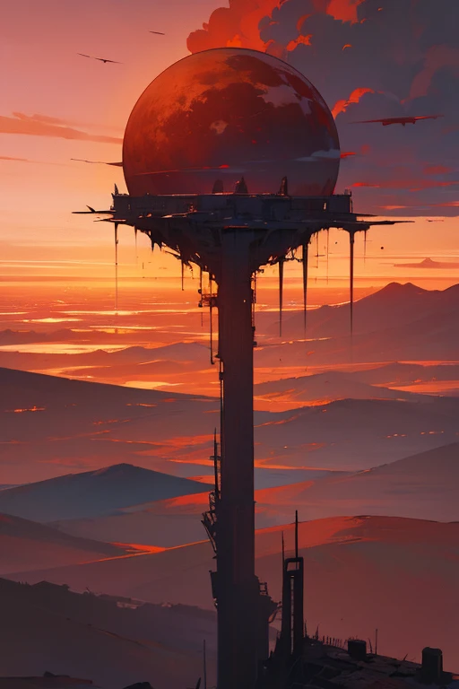 highest quality、Desolate Earth、wreckage、Red Sky、Surrealism