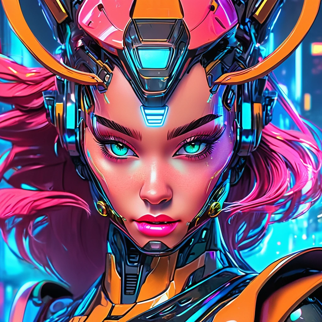 (best quality,highres,masterpiece:1.2),ultra-detailed,(realistic:1.37),beautiful intricate metallic colors and shades,female femme bots with highly detailed defined designs features,cybertron-inspired,glowing neon lights,mechanical precision,exquisite robotic details,futuristic technology,sharp reflections and highlights,fluid curves and sleek lines,vibrant and dynamic poses,sci-fi atmosphere,strong and empowered female characters,technological innovation,shiny chrome surfaces,sci-fi cityscape background,sparkling energy effects,futuristic fashion and armor,holographic displays and interfaces,advanced AI companions,femme bots engaging in intense battles,explosive special effects,electric blue and neon green color palette,moody and dramatic lighting,high-tech weapons and gadgets,sci-fi cyberpunk aesthetic,gritty and industrial ambiance,immersive and lifelike 3D renderings,different perspectives and angles,creative composition,premium quality illustrations,meticulous attention to detail