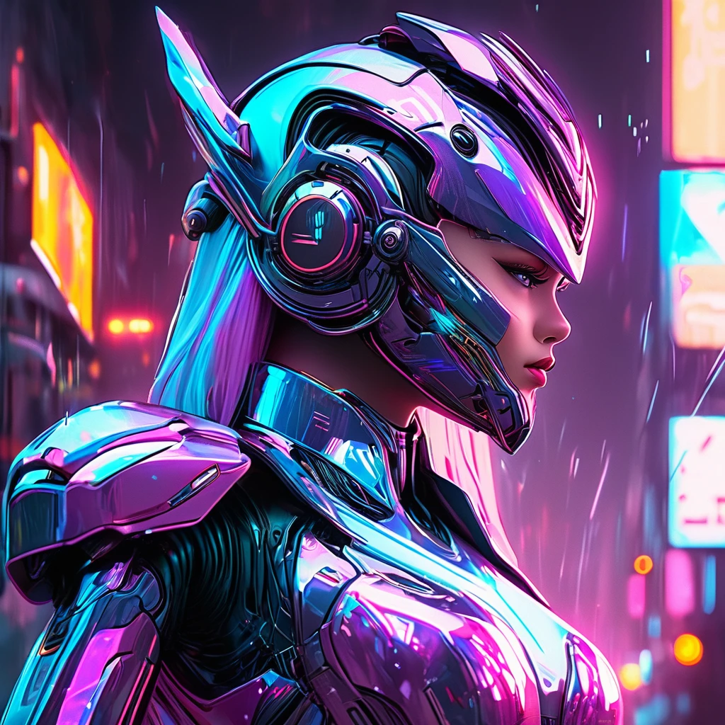 (best quality,highres,masterpiece:1.2),ultra-detailed,(realistic:1.37),beautiful intricate metallic colors and shades,female femme bots with highly detailed defined designs features,cybertron-inspired,glowing neon lights,mechanical precision,exquisite robotic details,futuristic technology,sharp reflections and highlights,fluid curves and sleek lines,vibrant and dynamic poses,sci-fi atmosphere,strong and empowered female characters,technological innovation,shiny chrome surfaces,sci-fi cityscape background,sparkling energy effects,futuristic fashion and armor,holographic displays and interfaces,advanced AI companions,femme bots engaging in intense battles,explosive special effects,electric blue and neon green color palette,moody and dramatic lighting,high-tech weapons and gadgets,sci-fi cyberpunk aesthetic,gritty and industrial ambiance,immersive and lifelike 3D renderings,different perspectives and angles,creative composition,premium quality illustrations,meticulous attention to detail
