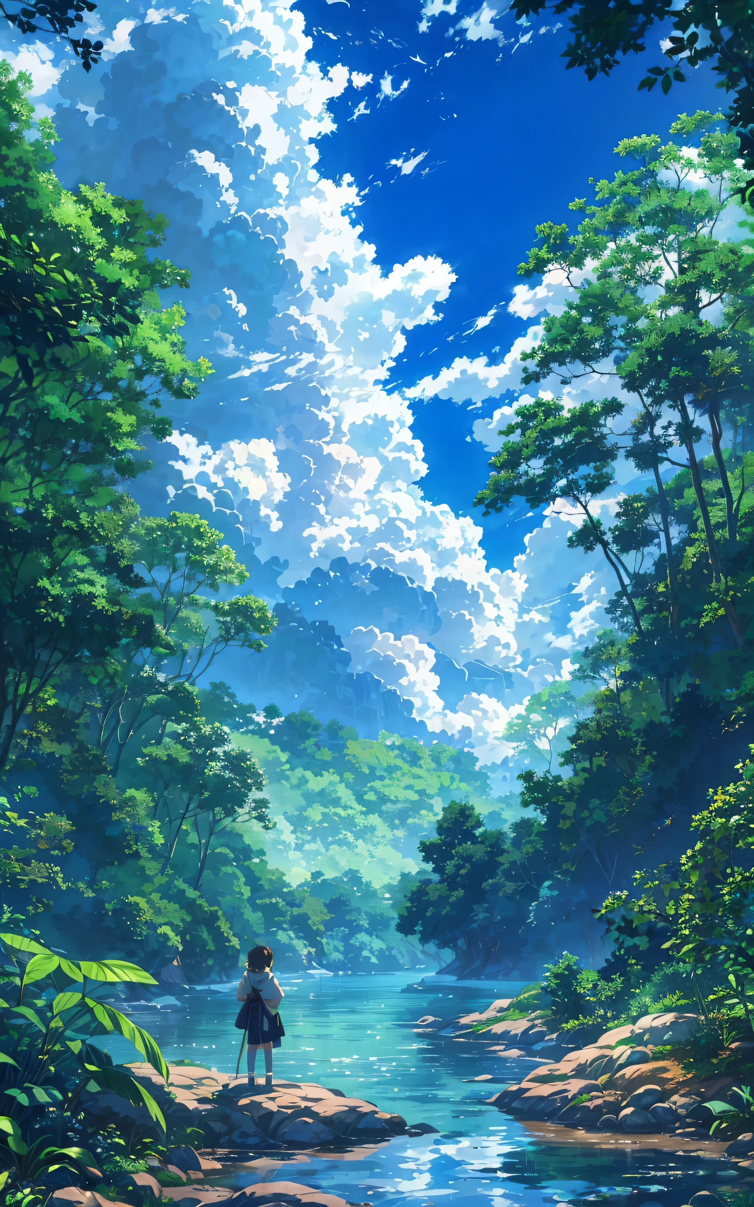 Generate a 4K resolution (400x900) image in the enchanting Studio Ghibli anime style, a calm place, the Studio Ghibli aesthetic with soft colors:: illustration --ar 4:9