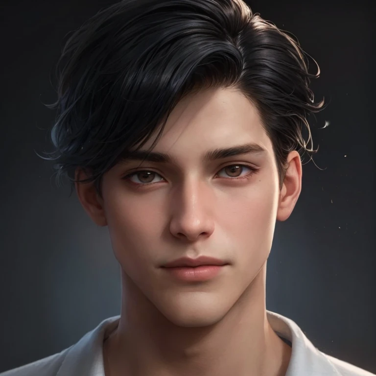 un primer plano de un joven con un tono de piel medio, retrato de jughead jones, guapo impresionante realista, caras ultrarrealistas precisas, inspired by Adam Dario Keel, foto de perfil en la cabeza, inspirado en Juan Lucas, retrato de alta calidad, cara atractiva y hermosa, hermoso rostro detallado, cara hermosa perfecta, hermoso joven, arte digital muy realista, jughead jones adolescente, Create a handsome, cute, and attractive 18-year-old male face. The face has black eyes, a heart-shaped face. She has straight black hair and a medium skin tone.