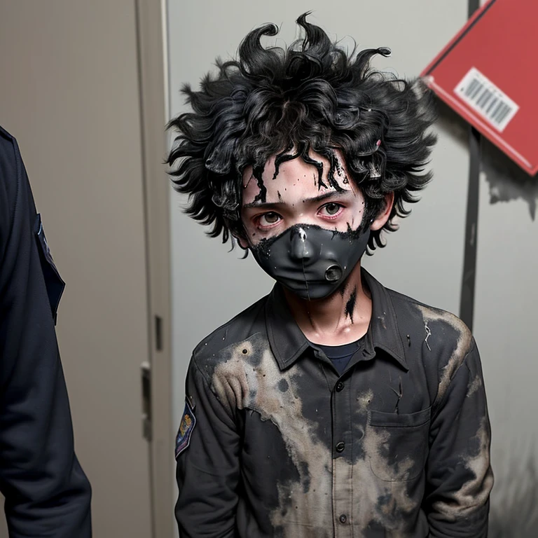 An was caught in the explosion and was left covered in soot, in tatters, and with his hair singed.