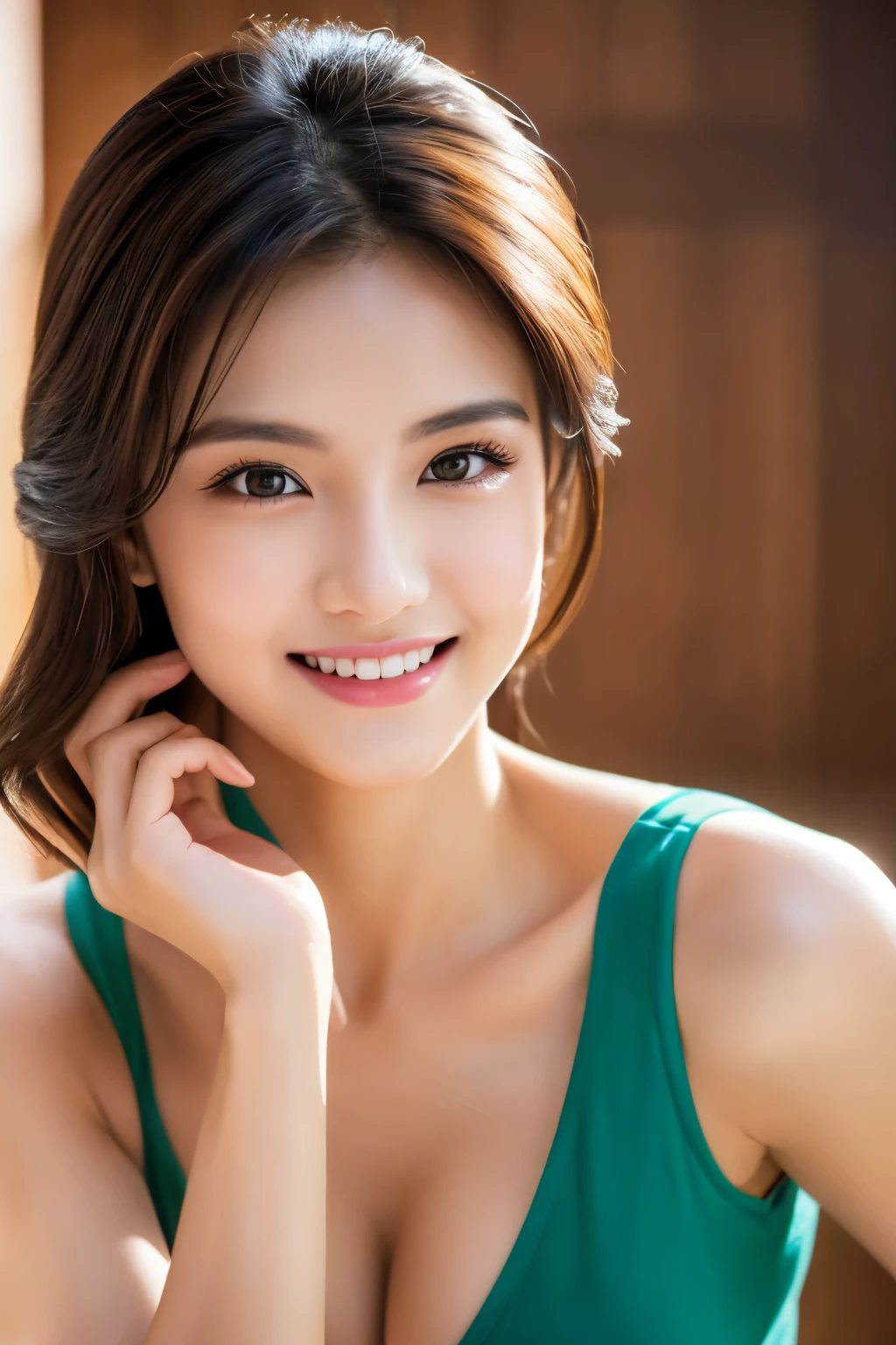 8k,Exotic attractive woman,so beautiful(Like the real thing),National costume,Beautiful expression,smile,masterpiece,Photorealistic RAW photos of the highest quality。Bright colors,Rich colors, Backlight, Cinema Lighting, Film Grain, to be born, 50mm lens, Nikon D850,Ultra-Realistic Skin,Fantasy art,Character Art,Ultra-high resolution,Realistic scale skins,Perfect hand shape,View your viewers,smile,Beautiful expression,close,Muscular and slim body,compensate,sexy,Dynamic pose,close,Accentuate your cleavage,