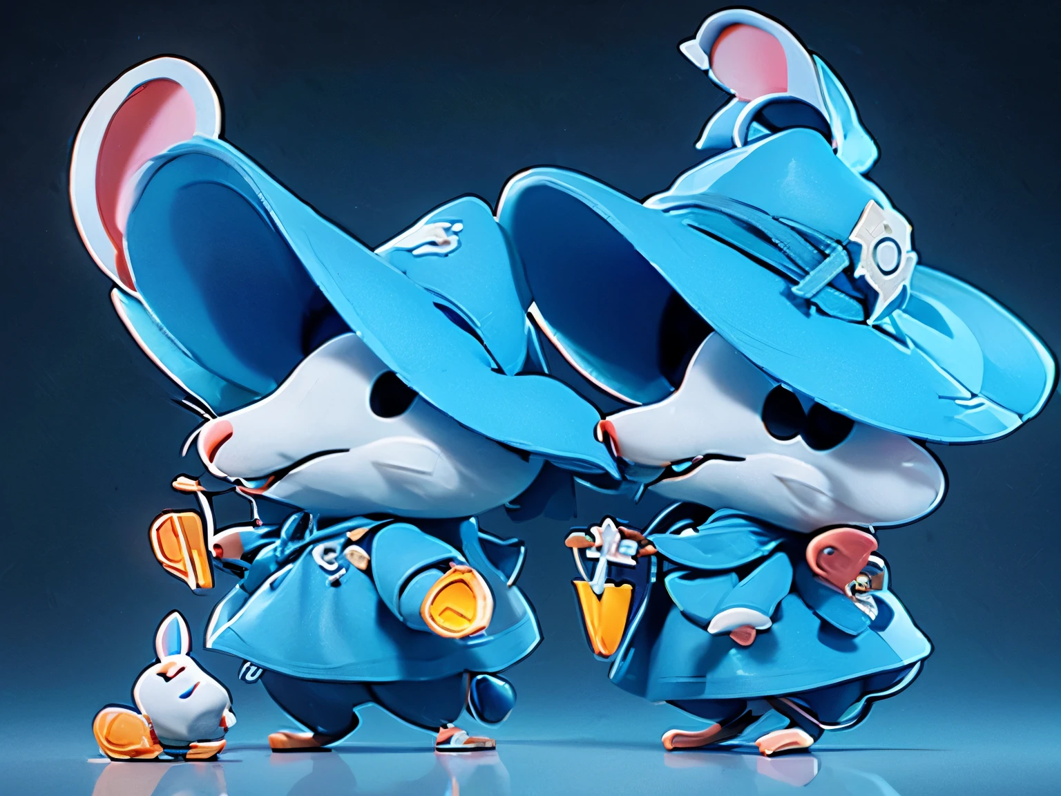 there is a cartoon mouse with a blue dress and a hat, a 3D render inspired by Pu Hua, trending on cg society, digital art, beautiful mouse - girl, adorable digital painting, cute 3 d render, cute detailed digital art, anthropomorphic mouse, 3 d render character art 8 k, maplestory mouse, 3 d render stylized, official illustration