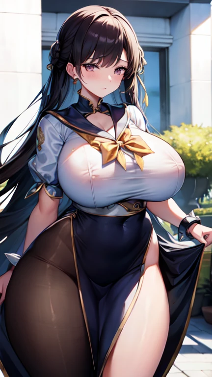 Large Breasts, Big Hips,Full Body Shot, Mature mother, Whipping the lower body, Plump thighs, Whole calf, Seductive mature woman, Perfect body, Plus Size Model,high school girl,Sailor suit, The skirt is short,Mature woman wearing Sailor suit,Clothes are wet and see-through with sweat,Muscle 6 cracks、Long black hair、A neat and clean girl around 18 years old