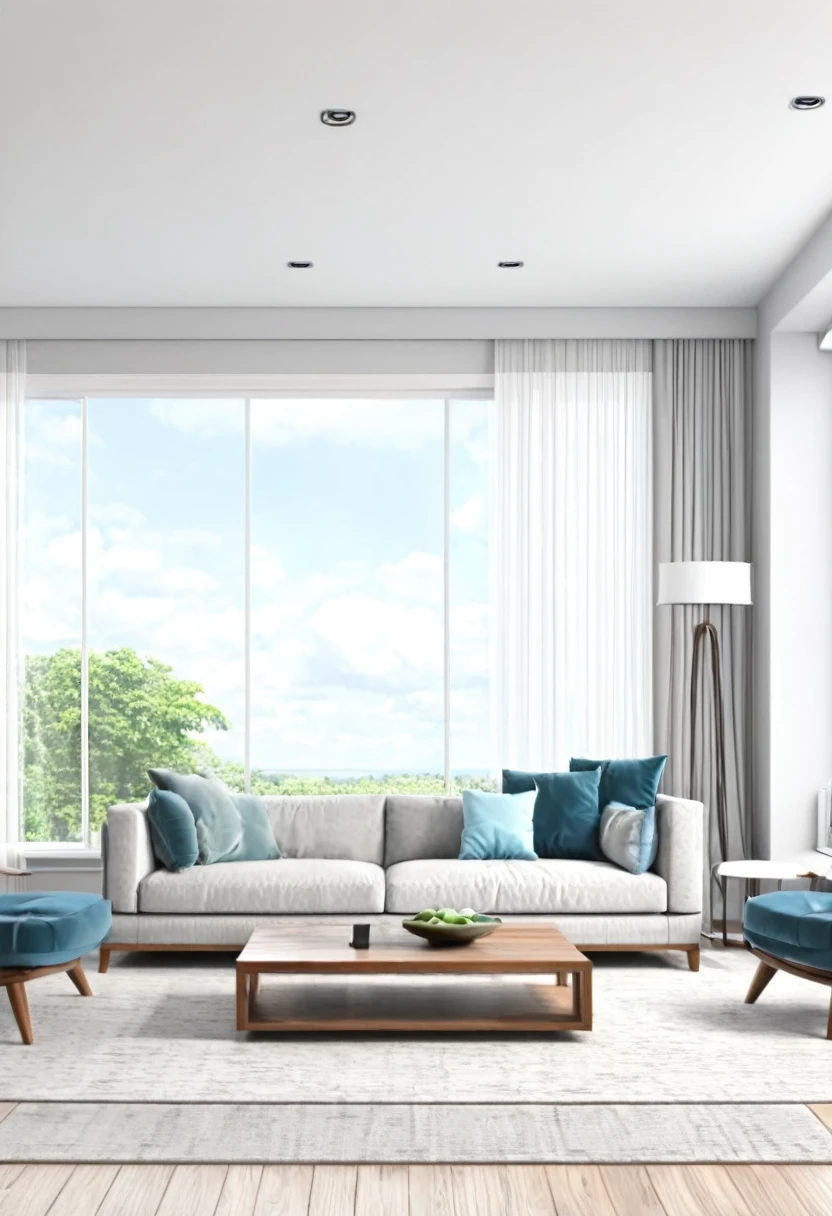 Interior of modern living room panorama 3d rendering