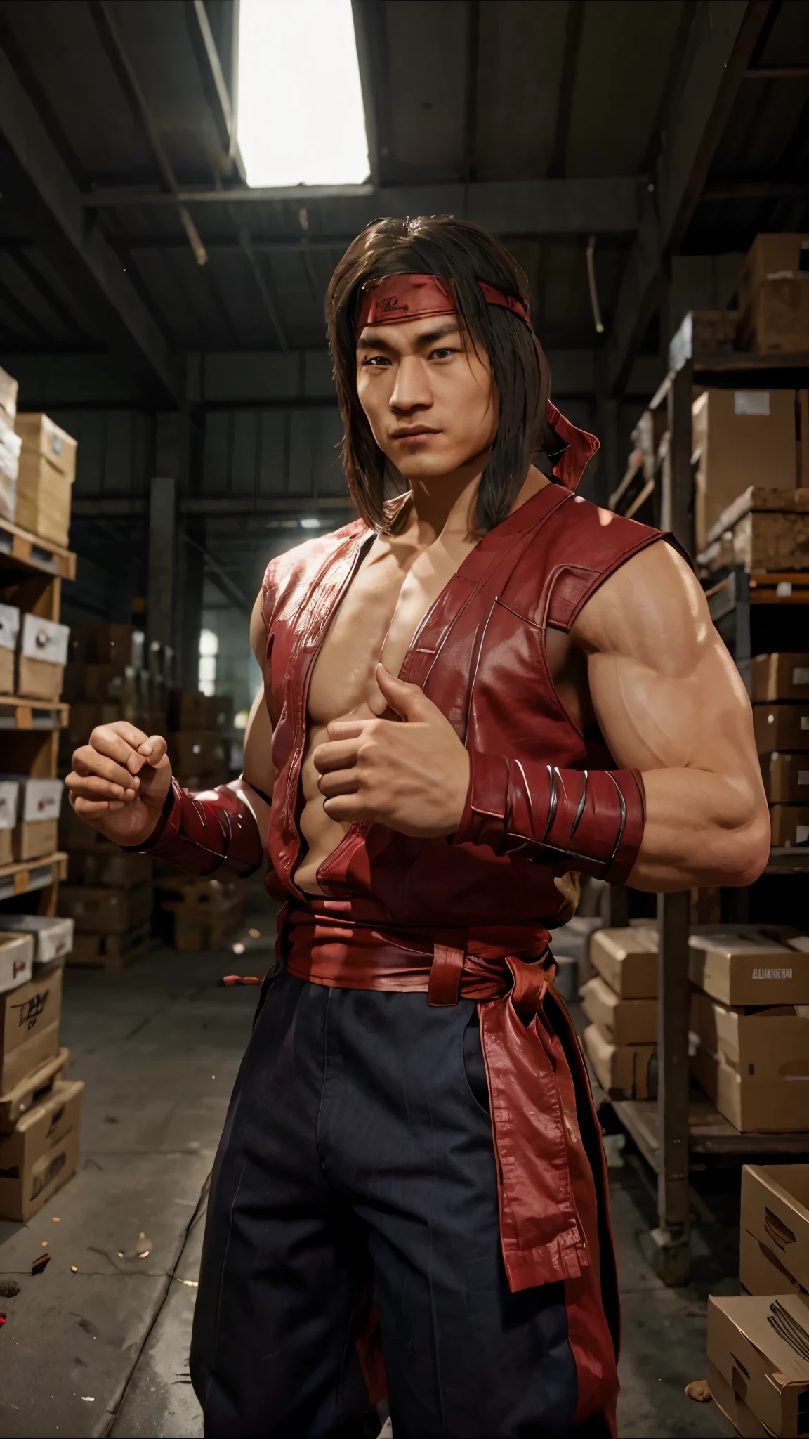 Liu Kang, Work in the rice warehouse,
 a boy, perfect face, ultra HD, realistic.