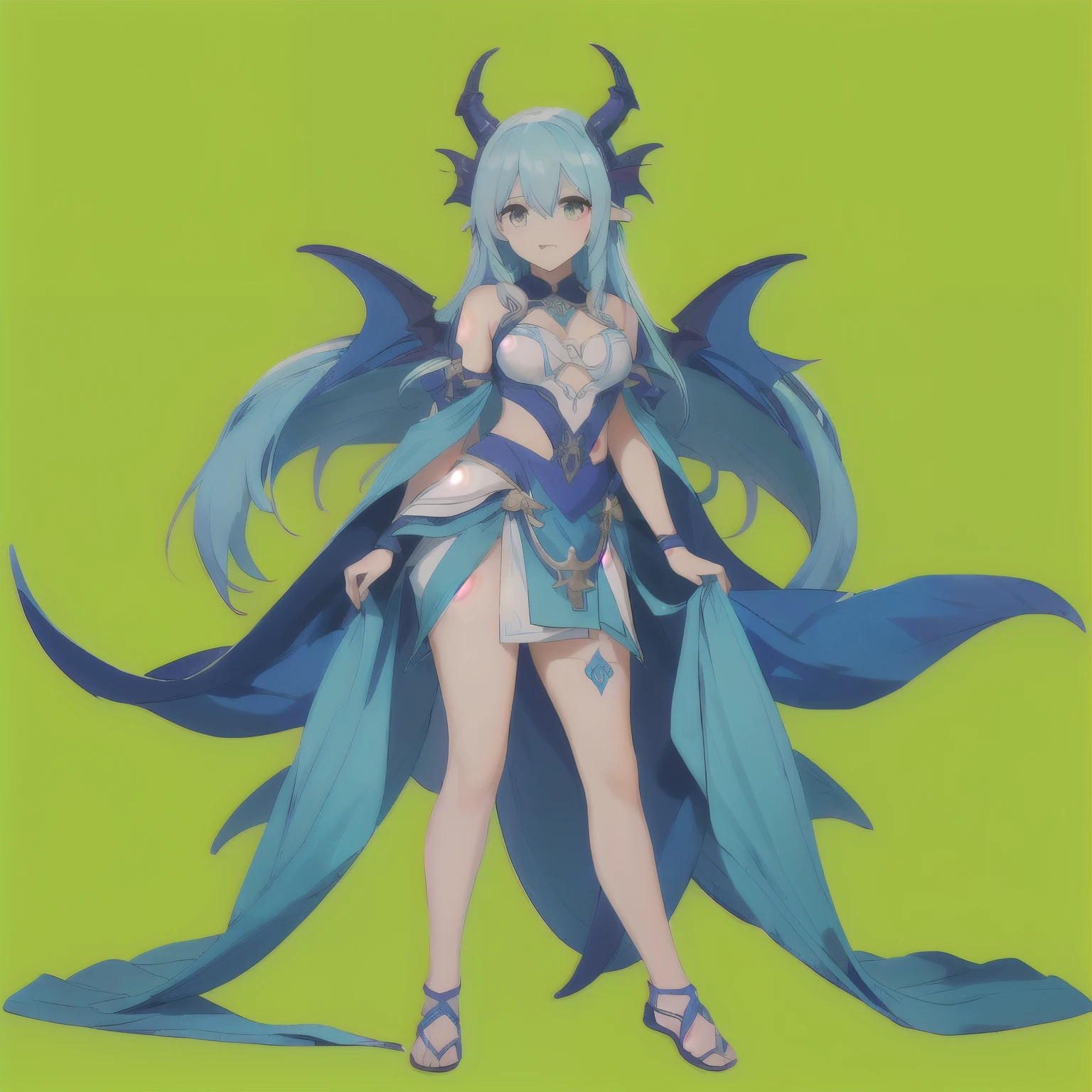 Close-up of a woman in a blue dress with a dragon on her shoulder, Full Body Shanxia, Keqing of Genshin Impact, Zodiac Knight Girl, Dragon Girl, The truth of the matter, ayaka genshin impact, Aqua from Konosuba, Official character art, Elf Queen, Anime Monster Girl, Genshin Impact characters, portrait Zodiac Knight Girl,Clear image quality
