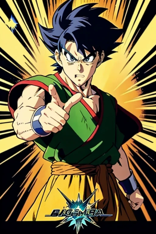 2D impressionist illustrations Animation based on the original work by Akira Toriyama「Dragon Ball」The dynamic moment when Son Goku, the main character of the anime, turns into a Super Saiyan and is about to unleash a Kamehameha.