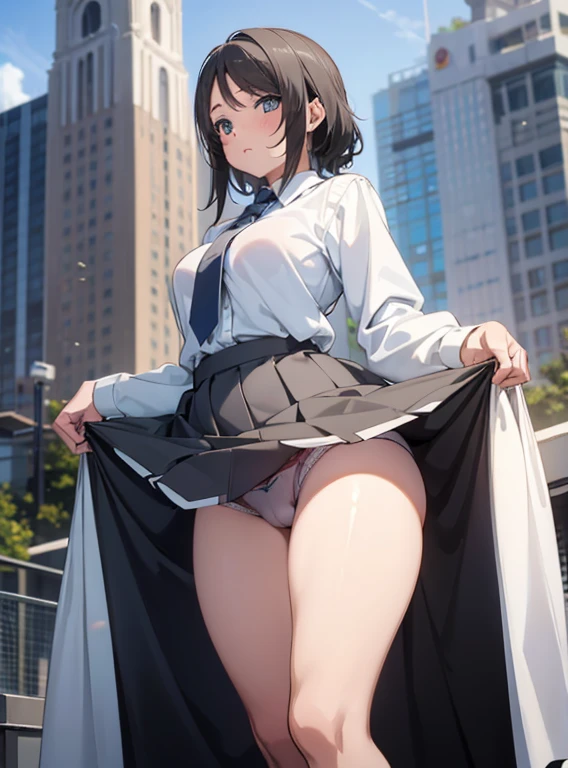 girl with、bulge in Panties get erect bulge is standing The penis bulges out from the skirt