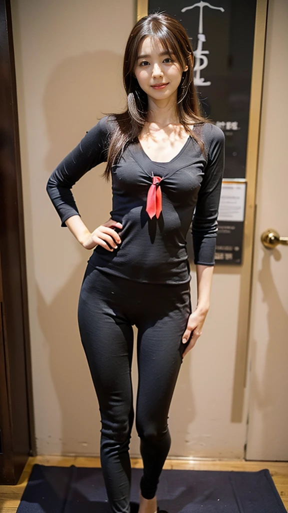 (8k、RAW Photos、highest quality、masterpiece:1.2)、(Realistic、Realistic)、1 girl、((large size black suit、red tie、rub my chest、pants suit、turn knees out、bend knees、 sexy suit、mens suit、hutanari 、grabbing breasts、 Leg spread、Bow-legged、Touching as if groping the breasts、Wide Stride、Leg spread、smile、sexy、I can see your chest、View from the front、Stand with hands on hips、In the city))、