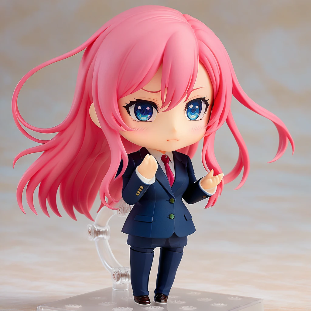 Very detailed,(Highest quality),((masterpiece)),(High resolution),original,Very detailed 8k 壁紙,(Very delicate and beautiful),Highest_hand,anime,One girl, alone, Pink Hair, black executive suit, Long Hair, Sweet expression, blue eyes, Pink Eyeshadow, In the office