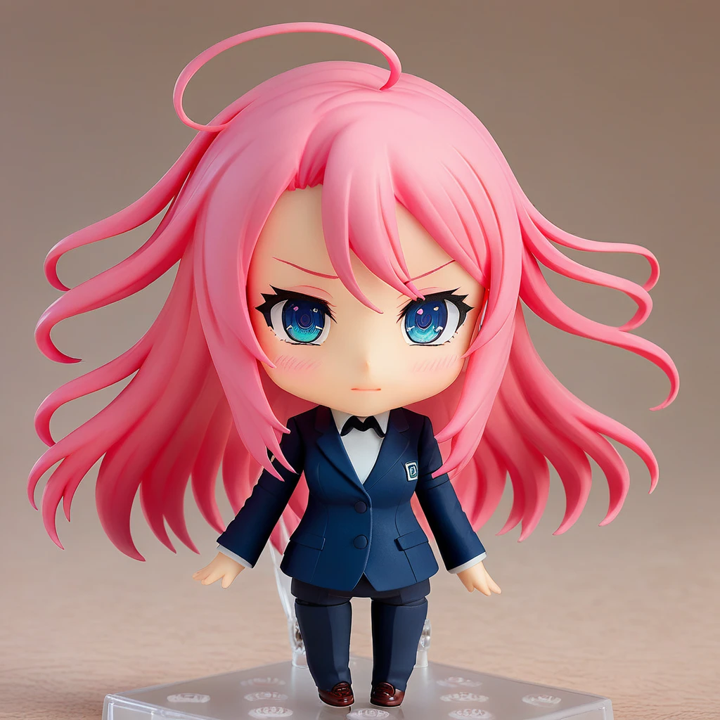 Very detailed,(Highest quality),((masterpiece)),(High resolution),original,Very detailed 8k 壁紙,(Very delicate and beautiful),Highest_hand,anime,One girl, alone, Pink Hair, black executive suit, Long Hair, Sweet expression, blue eyes, Pink Eyeshadow, In the office