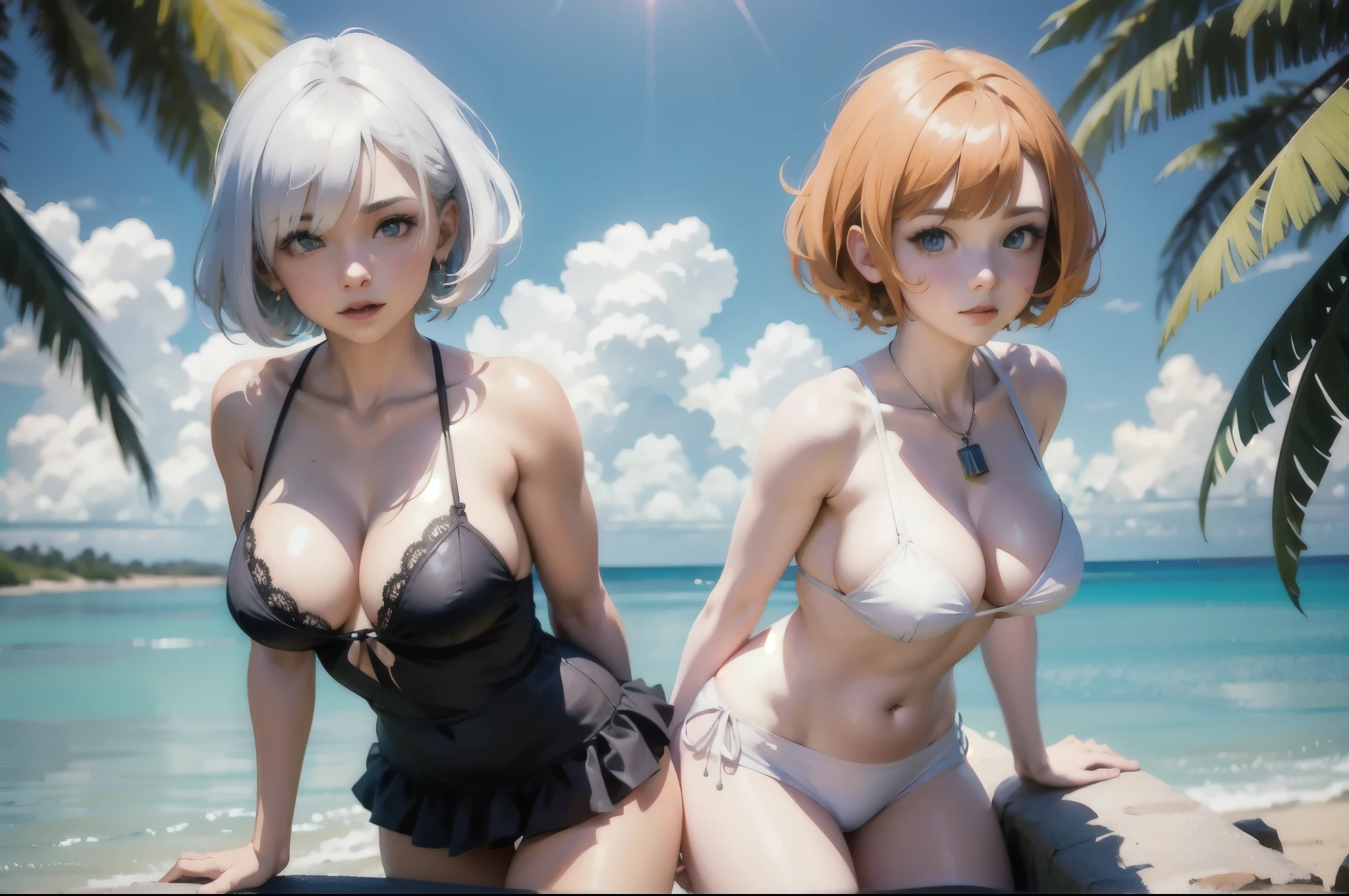 A picturesque tropical beach at sunorteset with palm trees goldenorte sanorted anorted calm oceanorte waters,ultra-detalle,(high resolution:1.1),mejor calidad,(Obra maestra:1.3),cinorteematic lightinorteg,
ROMPER,
(detailed face anorted eyes:1.1),(parte superior del cuerpo:1.1),norte_2b,blinortedfold,black blinortedfold,(1 chica:1.1),