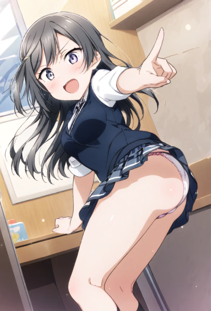 girl with、Panties　get erect　Panties is standing　The  Pantie bulges out from the skirt Watanabe you