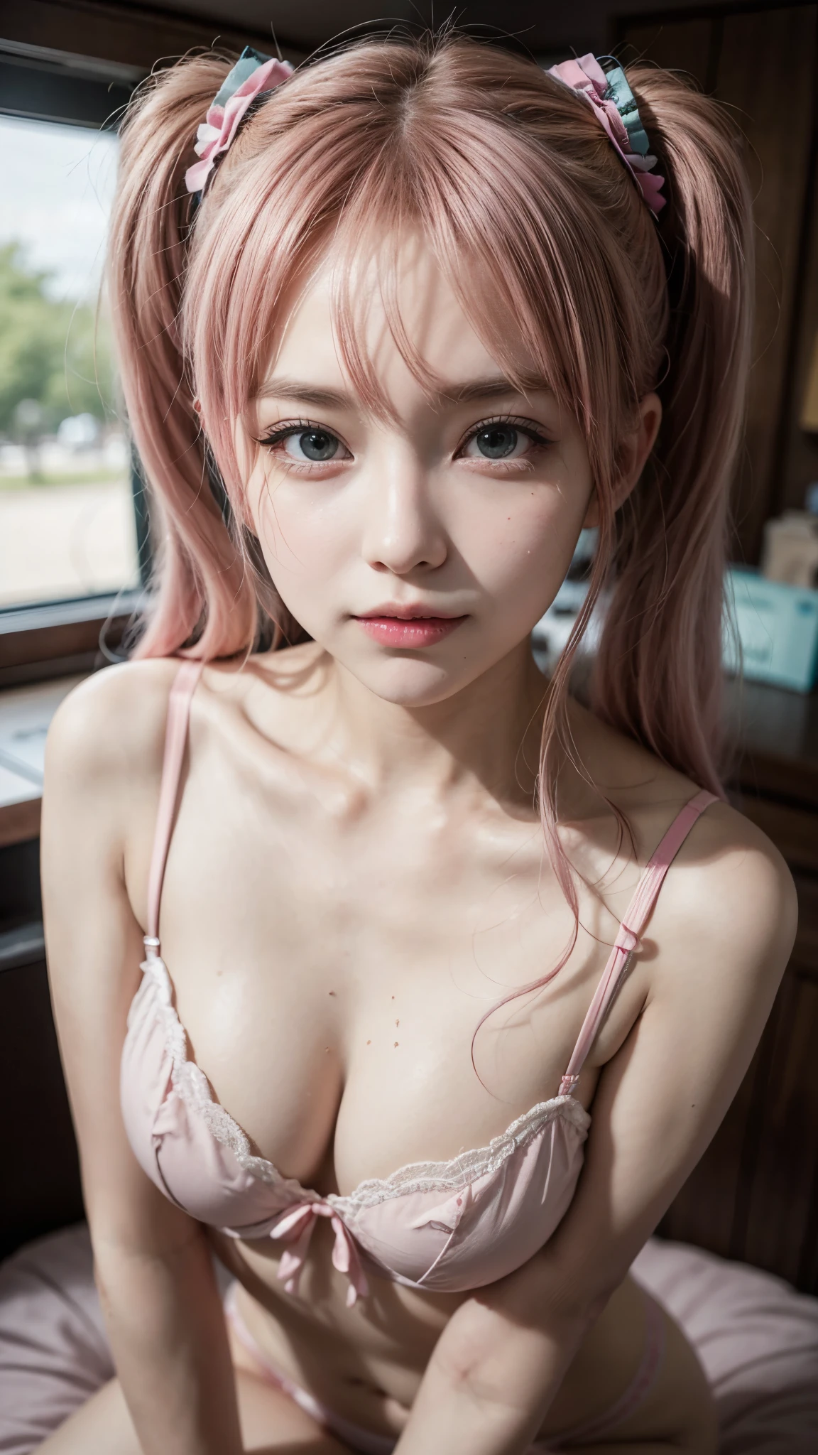 there is a woman in a lingerie posing for a picture, , anime girl cosplay, mikudayo, cosplay, anime cosplay, cosplay photo, belle delphine, ayaka cosplay, captured on canon eos r 6, taken with canon eos 5 d mark iv, sakura kinomoto, , portrait of magical girl, hatsune miku cosplay