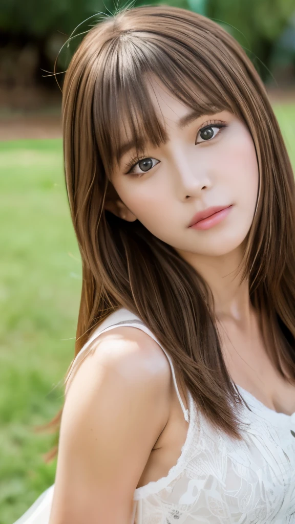 Best quality, 8k,  ,Masterpiece :1.3)), facing viewer,((full body1.2)) ,pretty woman, wide shot ,1girl, , selfie   , ,  Ranch, brown hair  , bangs,ultra-detailed face, highly detailed lips, detailed eyes, double eyelid