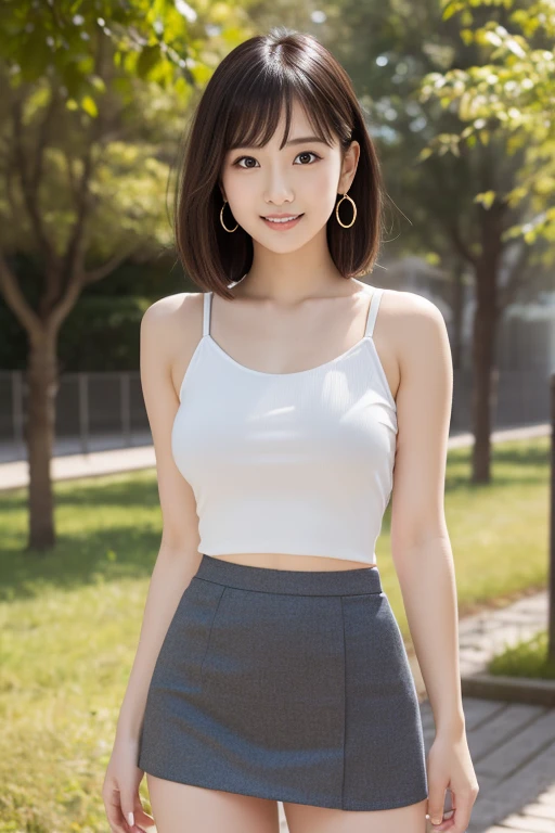 (masterpiece)、(highest quality:1.5)、(16K Wallpaper:1.2)、(Photorealistic:1.2)、(Ultra-detailed:1.2)、(超A high resolution:1.2),(Surreal), (figure), (High resolution), (Very detailed), (best figure), (Professional), (Realistic), (Post-processing), (maximum detail), (Very detailed),(Sharp focus), Sharp focus:1.2,Photorealistic, Ultra-realistic, Backlight, Bright light, (Improvement of quality:1.4),
Healthy thighs、Narrow waist、Big Ass、(Beautiful legs)、((Perfectly detailed five-fingered hands)),(Anatomically correct body)、((1 female:1.4))、Realistic Skin、(Small chest:1.4),Pretty woman with perfect figure:1.4,(from the front:1.5), (Enhances the beauty of skin texture:1.1),
(Beautiful fine details), (Detailed face),Beautiful realistic face,No makeup、美しいBlack Hair、Super Beauty、The best smile、Natural color lip、Even bangs、((29-year-old woman))、Bob Hair、Hair blowing in the wind, (Black Hair, Iris, Watery eyes, Shining Eyes, Short Bob Cut, Small earrings, Lightly reddish), Hair behind the ear、No makeup、
((tuck mini skirt, White tank top:1.3)),Are standing),(Lift up your skirt to show your underwear),
(Foggy morning forest),(Huge park), Natural light, full length、 人間の肌のためのHigh resolution16K、 The skin texture is natural、The skin looks healthy、The color is also uniform.、 Natural lightと色を使う,Tokyo cityscape