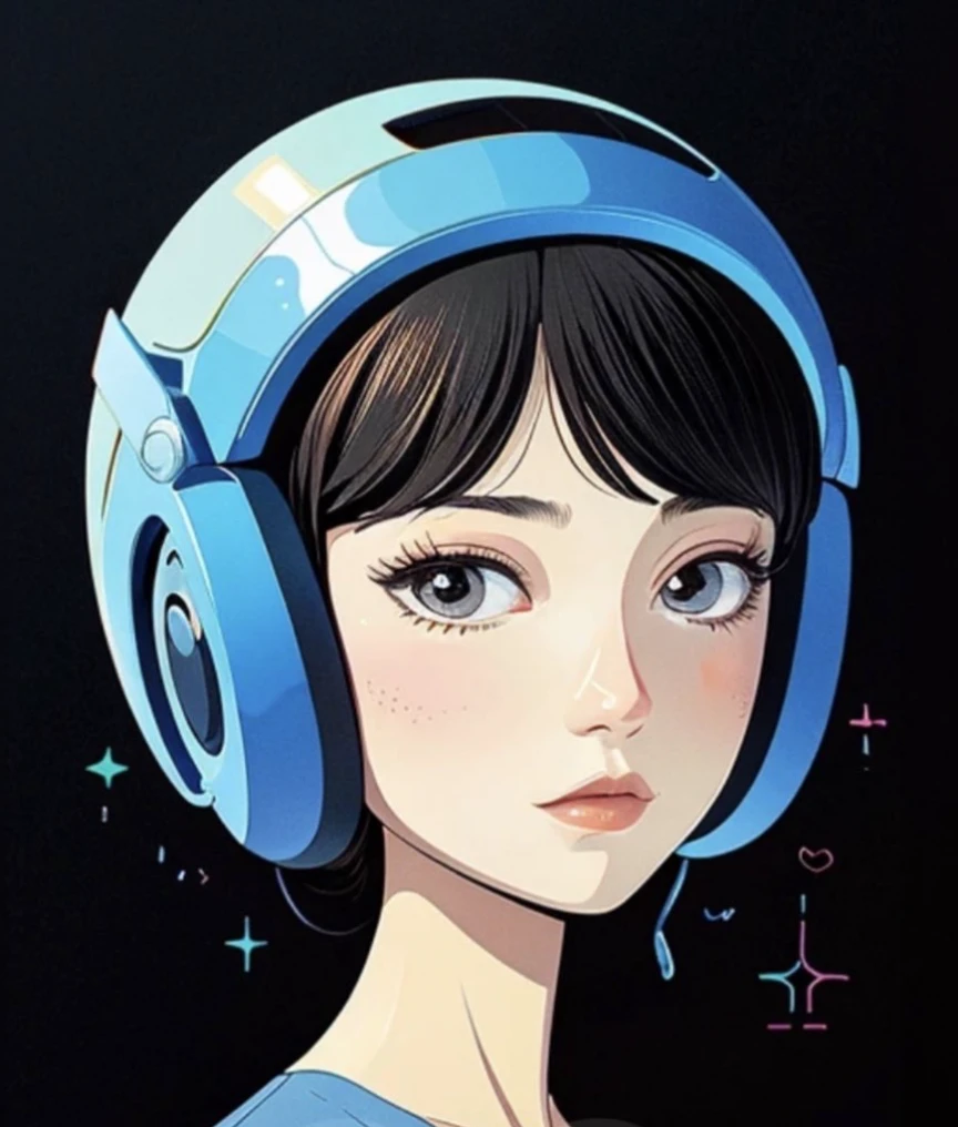 Anime girl in headphones and a blue shirt looking at the camera, Digital anime illustration, Portrait Anime Astronaut Girl, Gweiz-style artwork, Anime Style illustration, High-quality portraits, Anime Style artwork, LOFI Girl, Digital anime art, ig studios Anime Style, Discord Profile Picture, Anime Style. 8k, Anime Style portrait, Anime Style 4 k