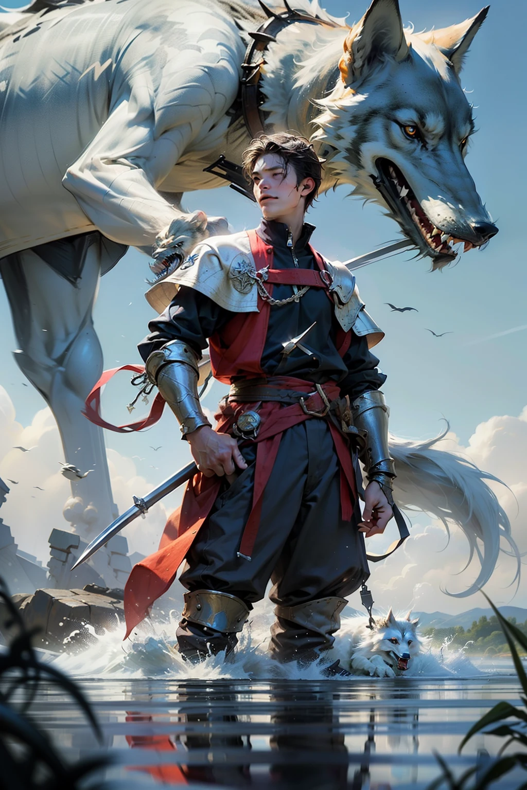 Draw this char, in Medieval Age: Arthur is a brave warrior, defending his village tooth and nail, he's 26 years old. Everyone in the village trusts and admires him. He's a young man who always wears a smile and doesn't seem to mind the scars from battles. When he was a , a man saved him from a ferocious wolf, inspiring Arthur to dedicate his life to saving others.