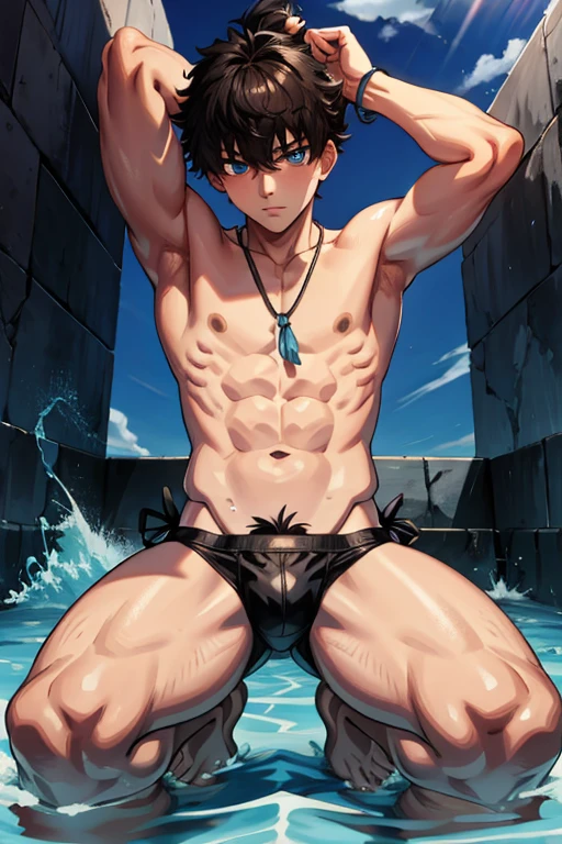 Tied up　torture　Male Youth Anime　Swimwear