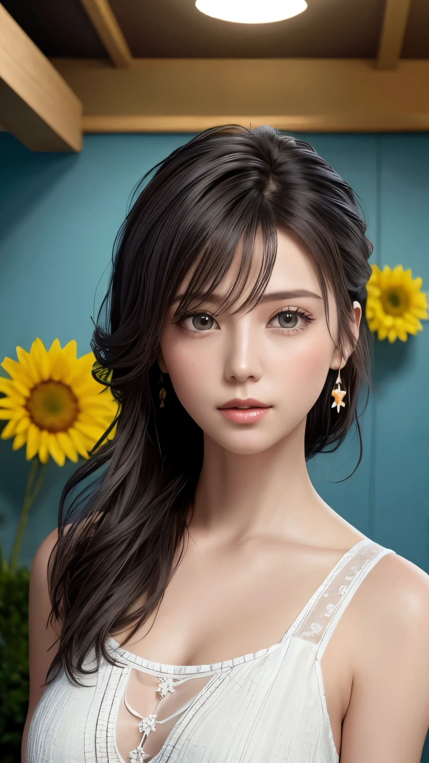(masterpiece), (highest quality), (Very detailed),(Disheveled Hair),(shape), (One Girl), (Fashionable clothes), Are standing, Fashion Model, View your audience, (interview), (Simple Background),Beautiful details, Delicate and beautiful face, floating,(High saturation),(Colorful splashes),Colorful bubbles,(The Shining), Focus on the face, ponytail, Light blue hair, bangs, Hair Ring, Floating Flowers, Floating Hair, (The Shining), Best lighting, Best Shadow,