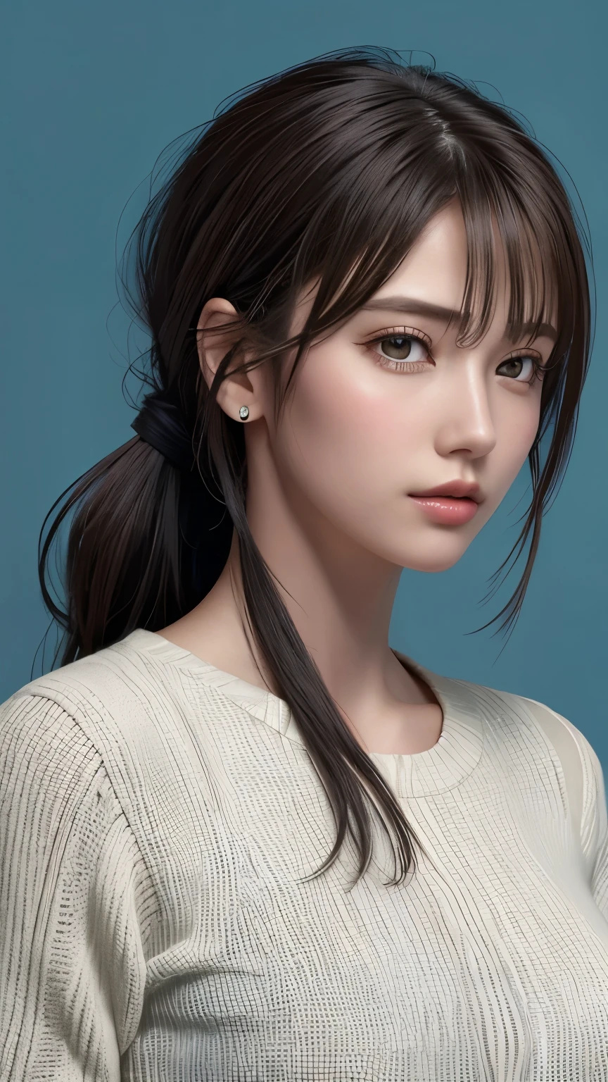 (masterpiece), (highest quality), (Very detailed),(Disheveled Hair),(shape), (One Girl), (Fashionable clothes), Are standing, Fashion Model, View your audience, (interview), (Simple Background),Beautiful details, Delicate and beautiful face, floating,(High saturation),(Colorful splashes),Colorful bubbles,(The Shining), Focus on the face,  ponytail, Light blue hair, bangs, Hair Ring, Floating Flowers, Floating Hair, (The Shining), Best lighting, Best Shadow,  