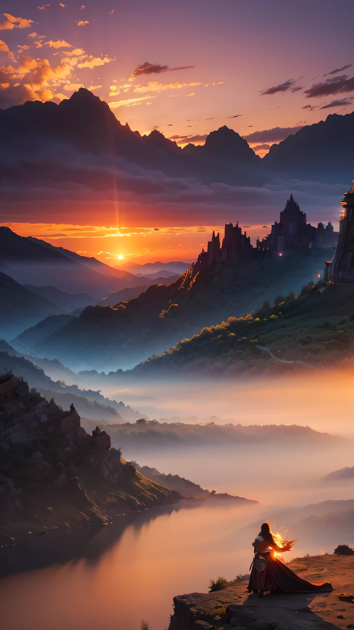 Highest quality,Fantasy,Sunset