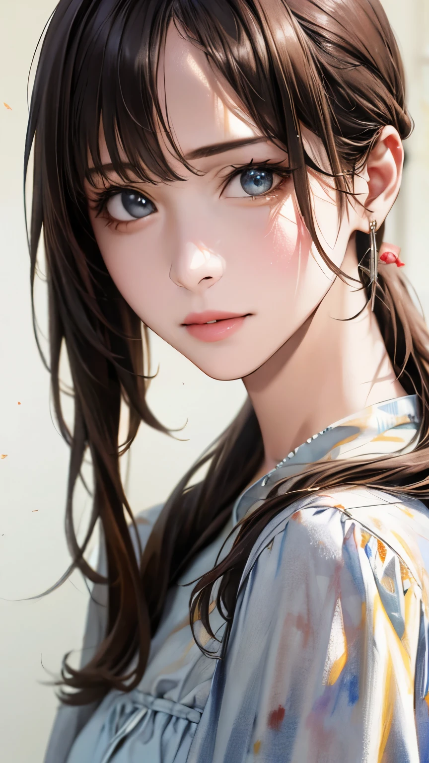 (hig彼st quality、8k、32k、masterpiece)、(Realistic)、(Realistic:1.2)、(High resolution)、Very detailed、Very beautiful face and eyes、1 girl、Delicate body、(hig彼st quality、Attention to detail、Rich skin detail)、(hig彼st quality、8k、Oil paint:1.2)、Very detailed、(Realistic、Realistic:1.37)、Bright colors、Full Body Shot, (Casual Fashion)