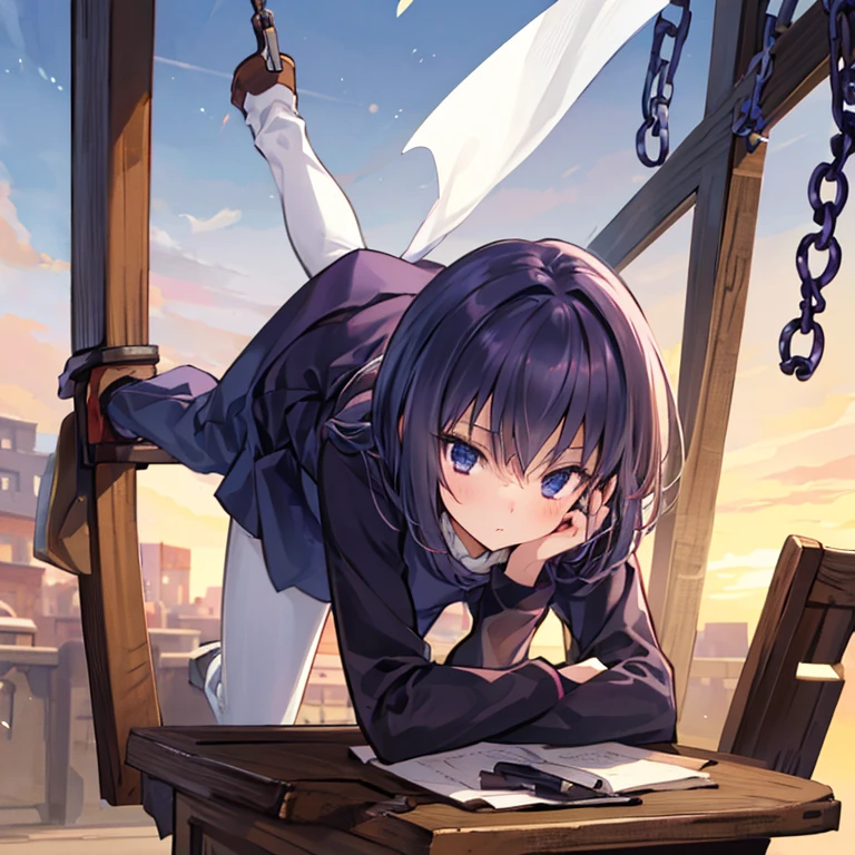 (Girl, hanging head, bending down ), (masterpiece, best quality, ultra detailed),