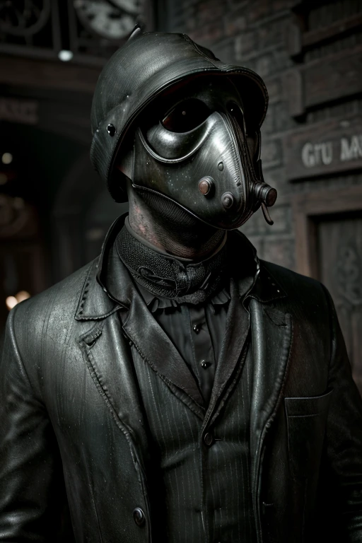 (best quality,4k,highres,masterpiece:1.2),ultra-detailed,(realistic,photorealistic,photo-realistic:1.37),intricate,victorian style,dark ambiance,HDR,plague doctor,old street of London,hyper detailed,better rendering of the plague doctor mask,
