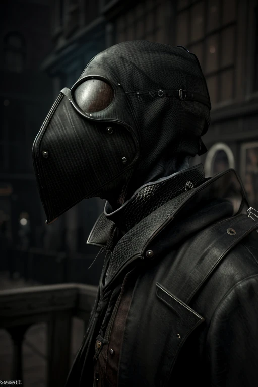 (best quality,4k,highres,masterpiece:1.2),ultra-detailed,(realistic,photorealistic,photo-realistic:1.37),intricate,victorian style,dark ambiance,HDR,plague doctor,old street of London,hyper detailed,better rendering of the plague doctor mask,