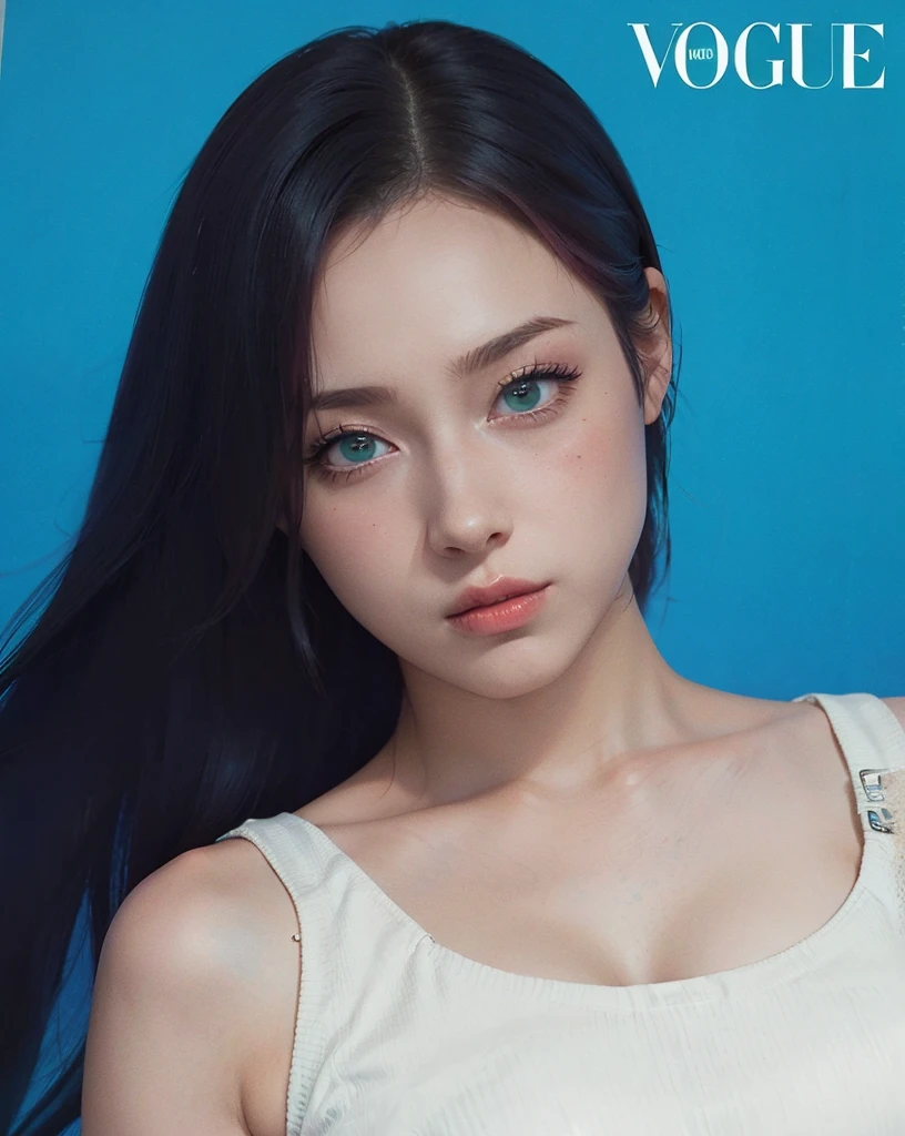 young woman, short shoulder-length pink hair, wide forehead, porcelain skin, pink eyebrows, big emerald green eyes, buttoned nose, full lips, heart-shaped face, slender body, small breasts, red tank top, Sakura Haruno , realistic, realism, details, 3d, well detailed
