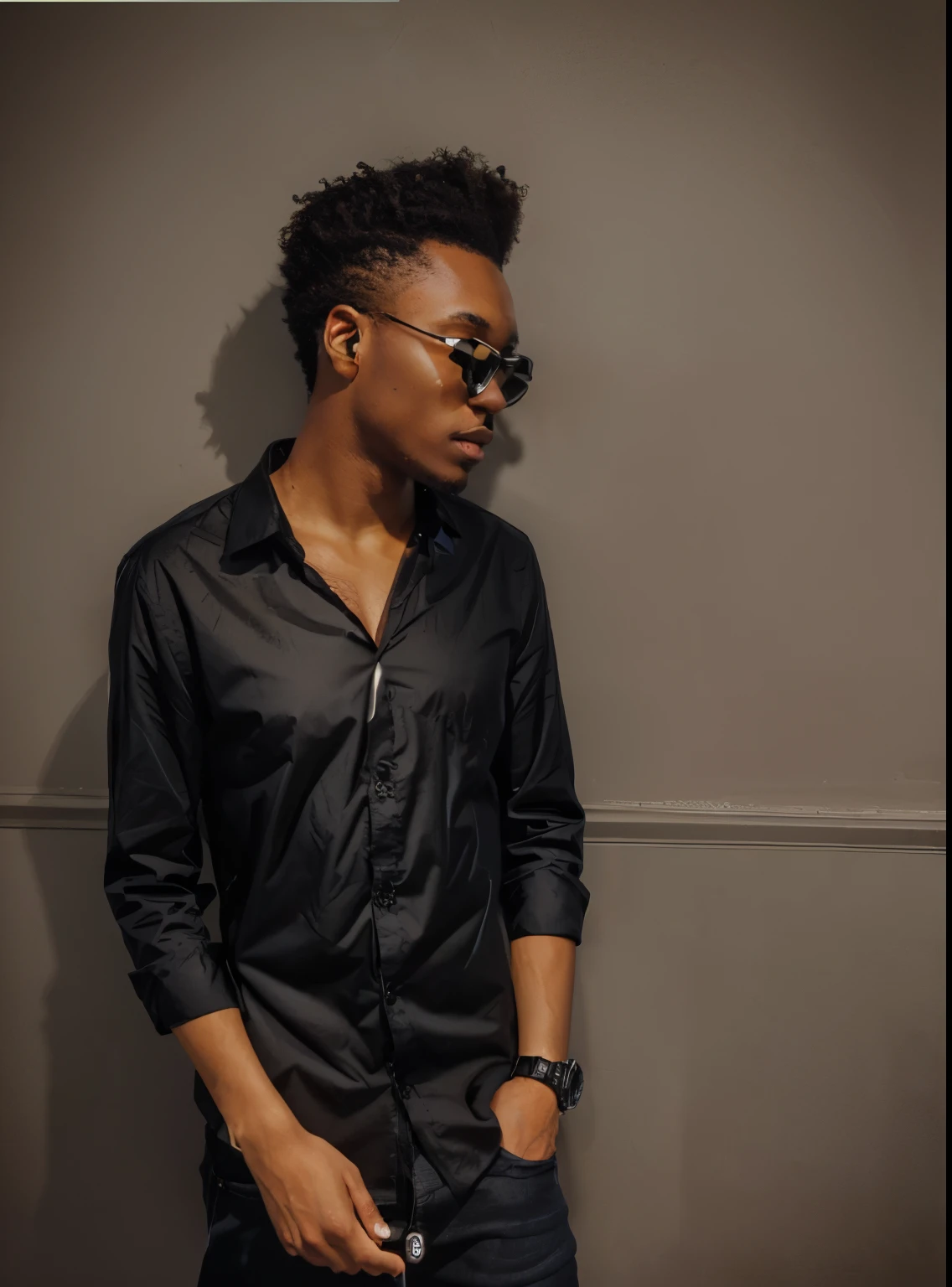Background and lightings black wrist watch