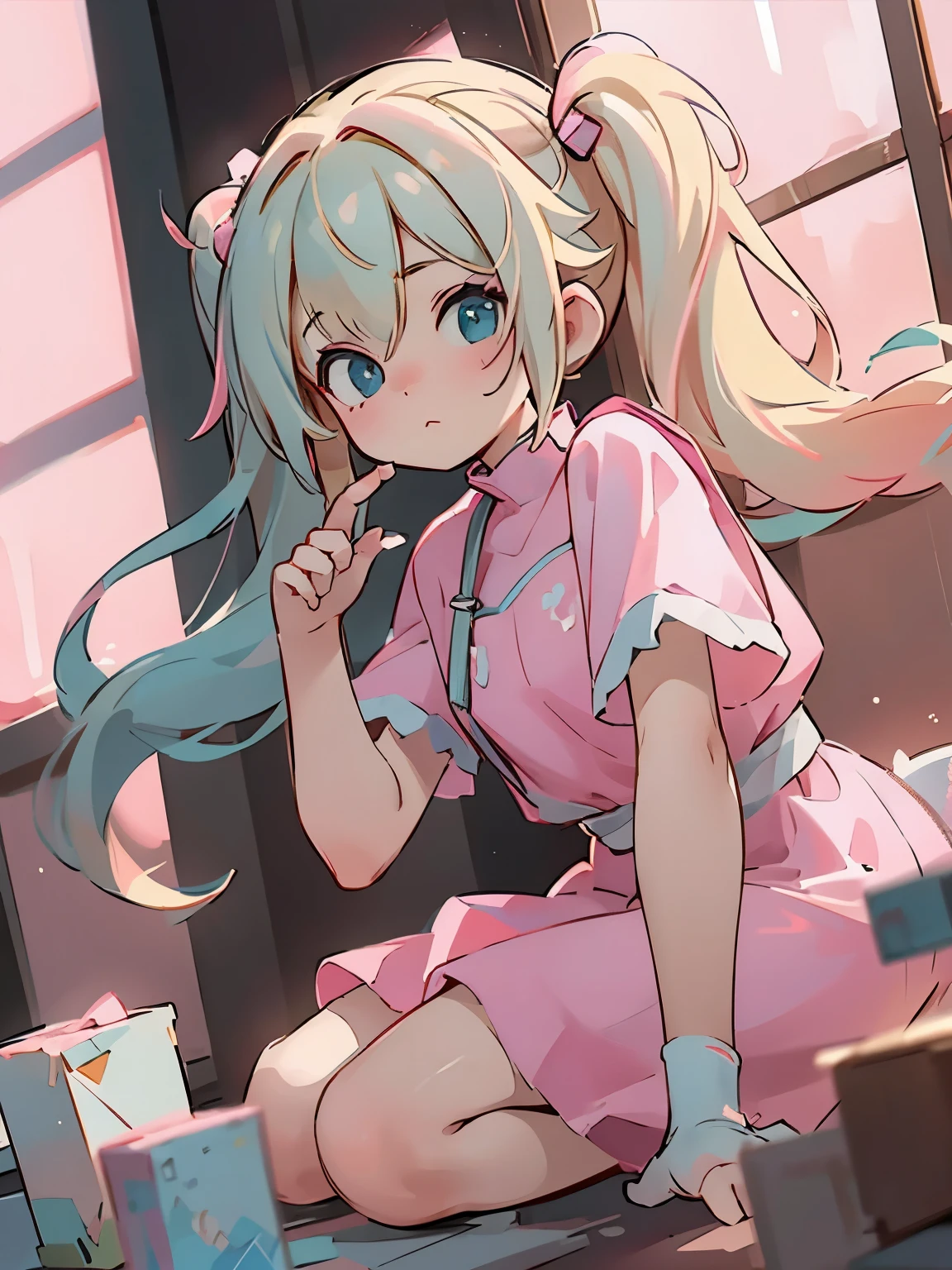 (masterpiece、highest quality、highest quality、Official Art、Beautiful and beautiful:1.2)、(One girl:1.3)Hatsune Miku、Twin tails,Beautiful breasts,((highest quality)), ((masterpiece)), (Familiar:1.4), 。.。.。.3D, Images of beautiful cyberpunk women,Hmph(High Dynamic Range),Ray Tracing,NVIDIA,Super Resolution,Unreal 5,Scattered under the surface,PBR Texturing,Post-processing,Anisotropic Filtering,Written boundary depth,Maximum clarity and sharpness,Multilayer Texture,Albedo and Specular Maps,Surface Shading,Accurate simulation of light-matter interactions,Perfect Proportions,Octane Rendering,Two-tone lighting,wide aperture,Low ISO、White balance、Three-part method、8,000 students、(())(((White and pink clothes)))((blonde))