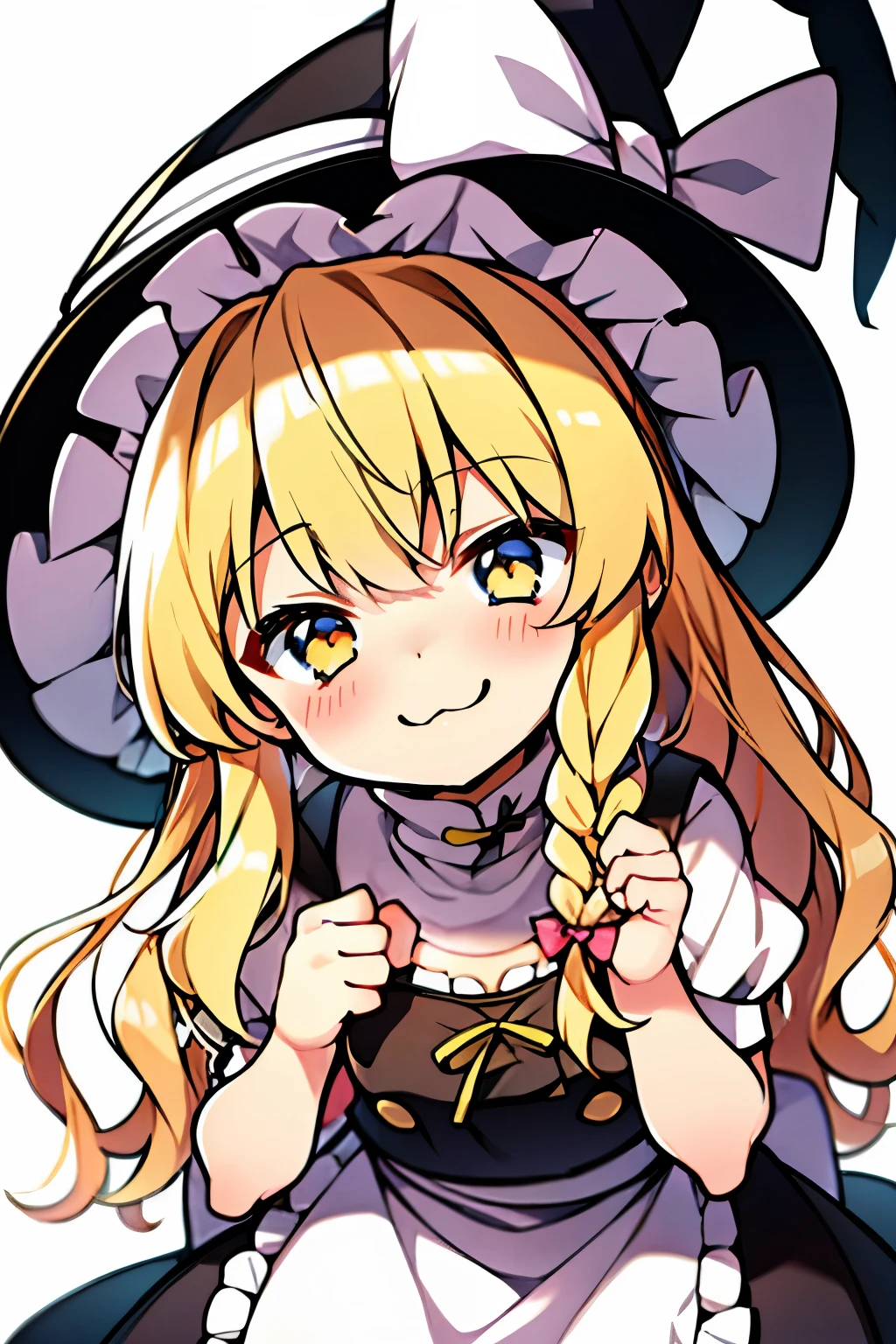 Masterpiece、Marisa Kirisame、Blonde、Witch Hat、Yellow Eyes、blush、smile、White background