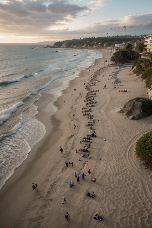 ((best quality)), ((masterpiece)), (detailed), a crowded California beach.