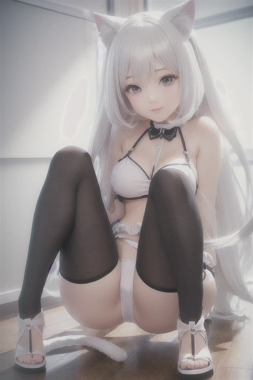 Woman girl wearing bikini and cat ears, Enchanting anime girl, , 3d anime girl, Anime Barbie in White Stockings, Perfect white hair girl, render of a cute 3d anime girl, Photorealistic anime girl rendering, Smooth anime CG art, Beautiful Anime Girls squatting, Beautiful Anime Girls, Beautiful and attractive anime teen