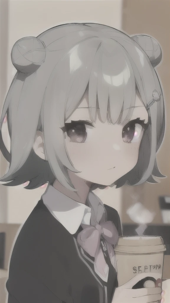 すごいanime 8k, animestyle 4k, (flat_color, pastel_style,anime,black_outline:1.2),One girl, Fine grain, coffee shop, Portraiture, Volumetric lighting, cute, rich
