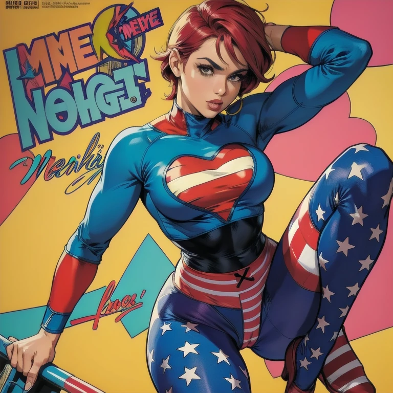 Melhor qualidade, mulher,american comic style,Colorful tights clothes